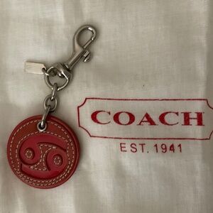 NWOT Coach Leather Cancer Zodiac Bag Charm/Keychain